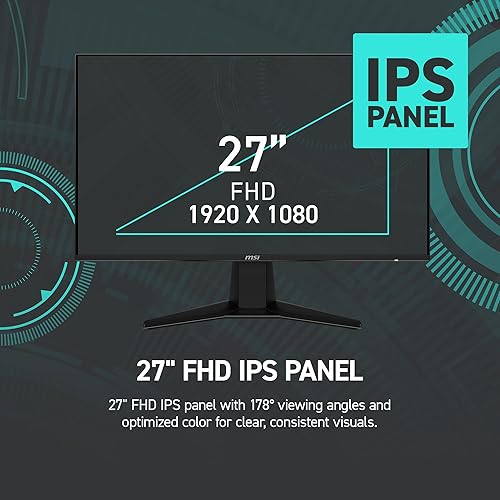 MSI G275L E14 27-inch 1920 x 1080 (FHD) Gaming Monitor, 144Hz, AMD Adaptive-Sync, HDR Ready, HDMI, VGA Port,VESA Mountable, Tilt, 4-Side Slim Bezel, 1ms, Black