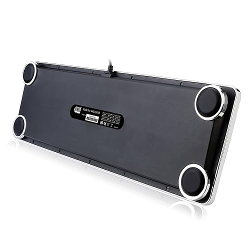 Adesso Retro Desktop Mechanical Typewriter-Style Keyboard Metal Base and Chrome Keycaps Anti Ghosting AKB-636UB Silver