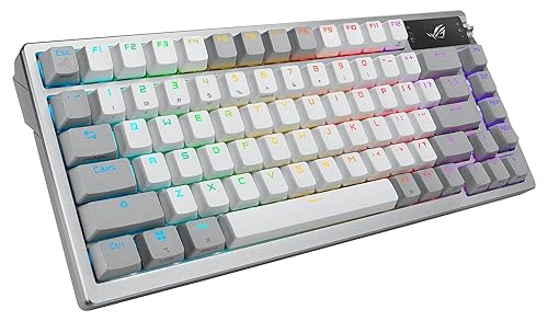 ASUS ROG Azoth Wireless Mechanical Gaming Keyboard – 75% TKL, Tri-Mode Connectivity, Hot Swappable Pre-lubed ROG NX Storm Clicky Switches, PBT Keycaps, RGB, OLED Display, PC/Mac Support - White NX Storm Clicky Switch Storm Switch-Refined clicky White