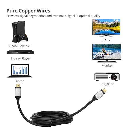 SIIG Ultra High Speed HDMI Cable - 16ft, HDMI 2.1 Cable, Supports high Resolution up to 8K@60Hz, 48Gbps, HDCP 2.2, Dynamic HDR, eARC, Gold Plated, Aluminum Housing (CB-H21111-S1) 16 FT