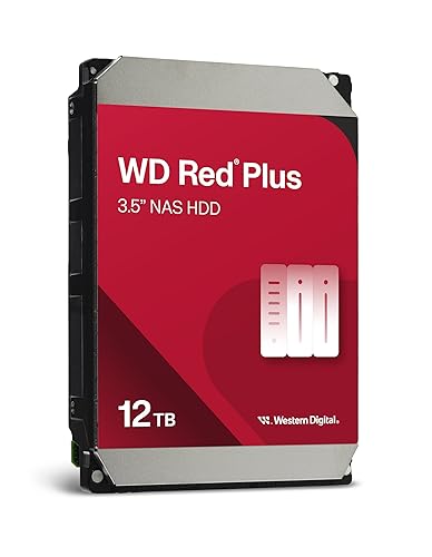 Western Digital 12TB WD Red Plus NAS Internal Hard Drive HDD - 7200 RPM, SATA 6 GB/s, CMR, 512 MB Cache, 3.5 - WD120EFGX