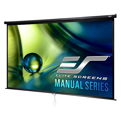 Elitescreens Manual Series, 84-INCH 16:9, Pull Down Manual Projector Screen with AUTO Lock, Movie Home Theater 8K / 4K Ultra HD 3D Ready, 2-Year Warranty, M84UWH, 16:9, Black Black 16:9, 84-inch