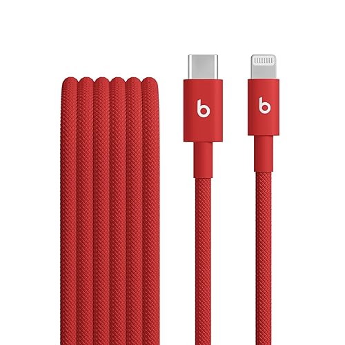 Beats USB-C to Lightning Woven Cable Fast Charging Durable/Tangle-Free Compatible Charger for Apple Devices with Lightning Ports (1.5 m, 5 ft) - Rapid Red Rapid Red 1.5 m