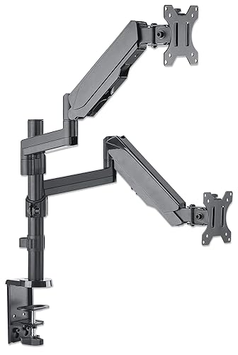 Manhattan Universal Gas Spring Dual Monitor Mount Two Gas-Spring Jointed Arms, Supports Two 17 to 32 TVs Or Monitors up to 8 Kg (17.64 Lbs.)