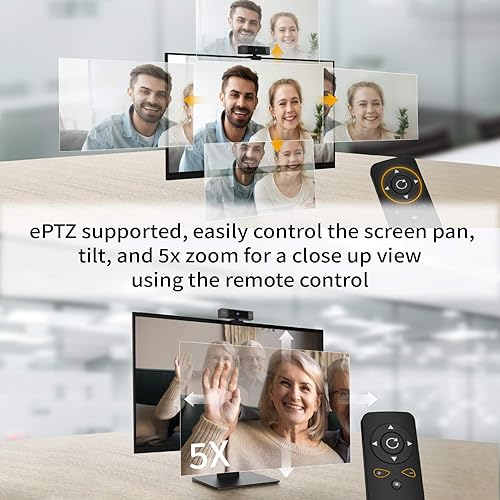 j5create 4K Ultra HD Webcam with 5X Digital Zoom, Privacy Cover, Low Light Enhancement, Dual High-Fidelity Microphones, Remote Control, USB-C | for Video Conferencing, Online Classes, Live Streaming
