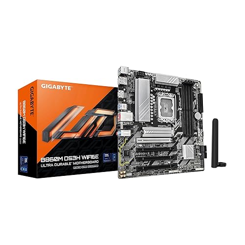 GIGABYTE B860M DS3H WIFI6E Intel Core Ultra (Series 2) LGA 1851 Motherboard, mATX, DDR5, 2X M.2, PCIe 5.0, USB-C, WIFI6E, 2.5GbE LAN, EZ-Latch