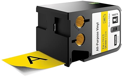 DYMO XTL All-Purpose Vinyl Labels, 1/2 x 23', Black on Clear Black on Yellow 2 (54MM)