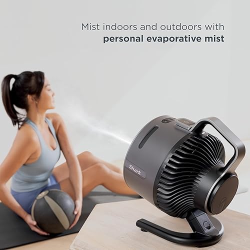 Shark FlexBreeze HydroGo Fan — Ultra-powerful portable fan that mists indoors & outdoors. Over 70 feet of reach, corded & cordless with up to 12-hr. battery, 5 speeds, & evaporative misting, Grey