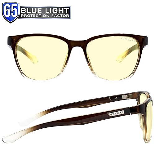 Gunnar Optiks Blue Light Blocking Glasses for Gaming & Computer Latte Fade Frame Amber Lens