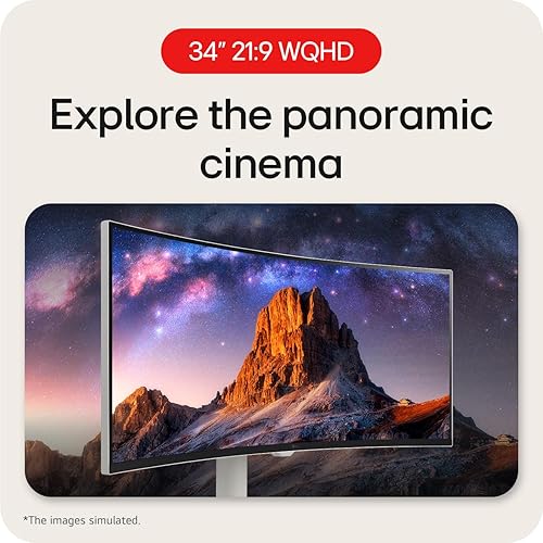 LG MyView Smart Monitor 34SR65QC-W (34-Inch 21:9 Curved UltraWide QHD (3440x1440) Display, webOS Smart Monitor, ThinQ Home Dashboard, LG ThinQ App, 2 x 7W Stereo Speakers