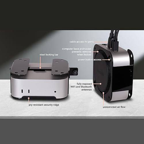 Sonnet MacCuff mini (2024+) Steel Mounting Bracket for 2024 Mac mini for Under Desk, Wall & VESA Monitor Mount – Padlock Compatible
