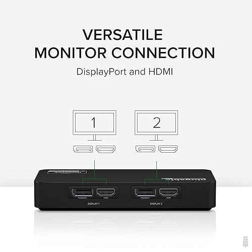 Plugable 4K DisplayPort and HDMI Dual Monitor Adapter for USB 3.0 and USB-C, Compatible with Windows