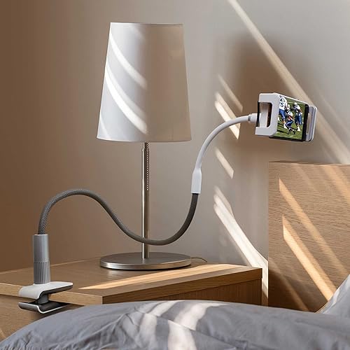 Universal Smartphone and Tablet Gooseneck Flexible Arm Mount w/ Built-in Clamp for Desk, Compatible with iPhone and Samsung (Tablets Between 4.75 to 9 Inches in Width) AFM01F