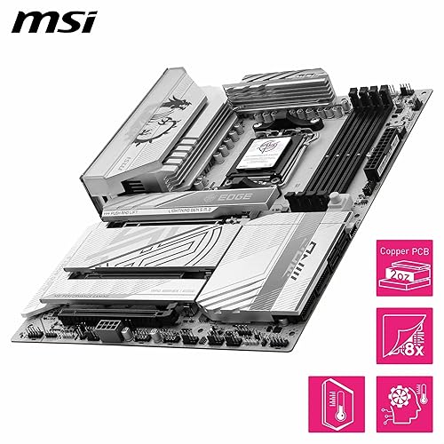 MSI MPG X870E Edge TI WiFi Gaming Motherboard (AMD Ryzen 9000/8000/7000 Series Processors, AM5, DDR5, PCIe 4.0, M.2, SATA 6Gb/s, USB 3.2 Gen 2, HDMI/DP, Wi-Fi 6E, Bluetooth 5.3, 2.5Gbps LAN, ATX)