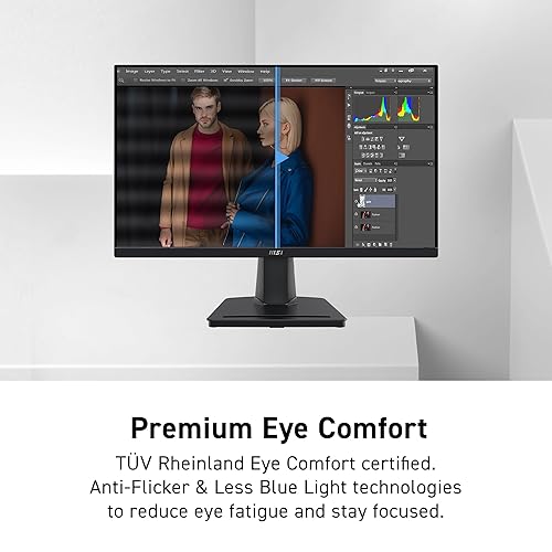 MSI PRO MP225V, 22-inch, 1920 x 1080 (FHD) Computer Monitor, 100Hz, Adaptive-Synch, HDMI, Video Port, Low Blue Light, Eye-Q Check, VESA Mountable, Tilt, 1ms, Black