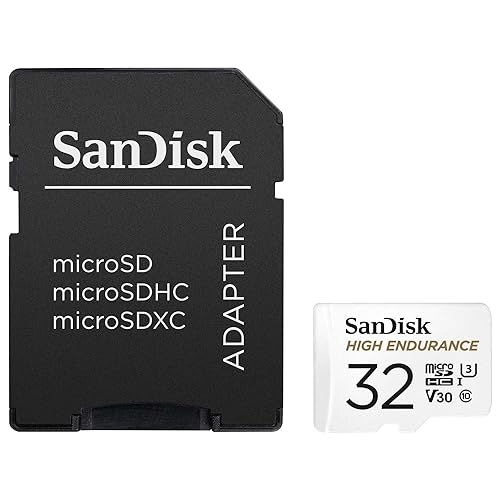 SanDisk 32GB High Endurance Video microSDHC Card with Adapter for Dash cam and Home Monitoring Systems - C10, U3, V30, 4K UHD, Micro SD Card - SDSQQNR-032G-GN6IA 32GB Card Only