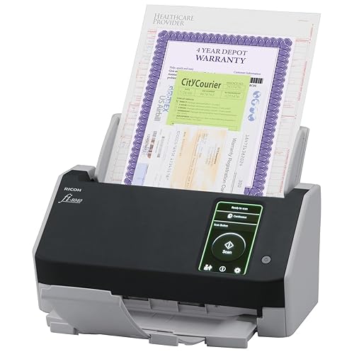 RICOH fi-8040 Premium Fast Front Office & Desktop Document, Receipt, ID Card Scanner with 50 Page Auto Feeder and PC-Less DirectScan Network Scanning Capability with 4-Year Advance Exchange Warranty