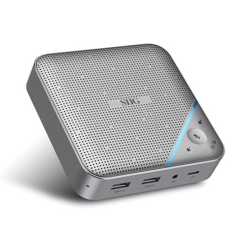 SIIG USB-C Multitask Mini Dock with Conference Speaker, Omnidirectional Microphone, Touch Volume Control, 4K HDMI, USB 3.0, 85W PD, Plug-N-Play, Mac and Windows, Silver (JU-DK0S11-S1)