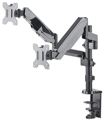 Manhattan Universal Gas Spring Dual Monitor Mount Two Gas-Spring Jointed Arms, Supports Two 17 to 32 TVs Or Monitors up to 8 Kg (17.64 Lbs.)