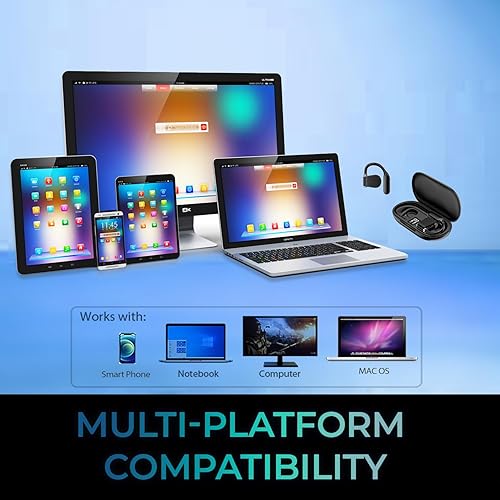 Adesso Xtream T4 Open-Ear Bluetooth 5.3 Wireless Earbuds with Touch Controls, Charging Case, Dual Mic, Ergonomic Fit, and Multi-Platform Compatibility