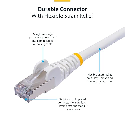 StarTech.com 40ft White CAT8 Ethernet Cable, Snagless RJ45, 25G/40G, 2000MHz, 100W PoE++, S/FTP, 26AWG Pure Bare Copper, LSZH