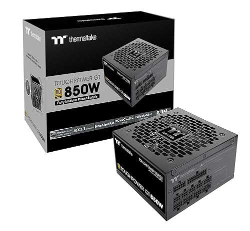 Thermaltake Toughpower GT 850W ATX 3.1 Standard Power Supply; 80 Plus Gold Efficiency; Smart Zero Fan; Native 450W PCIe 5.1 Connector; PS-TPT-0850FNFAGU-3; 5 Year Warranty Gold (ATX 3.1) 850W Black