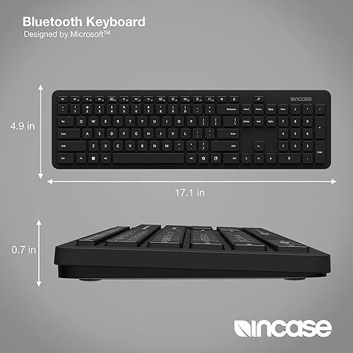 Incase Bluetooth Keyboard – Designed by Microsoft – Sleek Design, Optimized Key Spacing, Office 365 Shortcuts, Swift Pair, 33 ft Range, 3-Year Battery Life -Compatible with Mac/Windows – Black