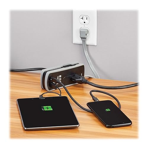 Eaton Tripp Lite TRAVELER3USBC Travel Power Strip & USB Charger, Flat Plug, 306J Surge Protector, USB-C + USB-A Port, 2-Outlets, 18 Cord & Cable Wrap, 5,000 Insurance
