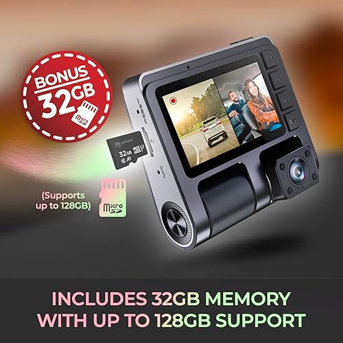 myGEKOgear Orbit D110 2 Channel 1080P Front/Rear Dashcam with 2 Display, 150° Wide Angle, G-Sensor, 128GB Support
