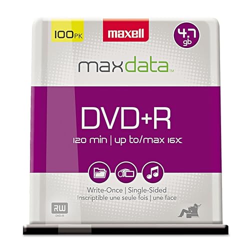 Maxell DVD+R Discs, 4.7GB, 16x, Spindle, Silver