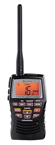 Cobra Marine Radio - MR HH150 FLT - 3 Watt, Floating, Long Range, Handheld, VHF Radio, NOAA, International, Waterproof, Submersible, Weather Alerts, LCD Screen, Belt Clip