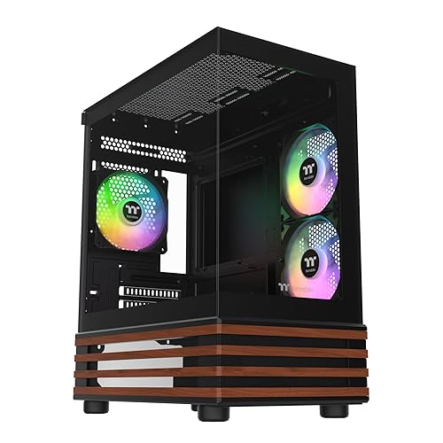 Thermaltake View 170 WS ARGB; Micro Chassis; Bottom Wood Trim; 3x120mm ARGB Lite Fans Included; 340mm GPU Clearance; 160mm Air Cooler Max Height; mATX/mITX; Black; CA-1Z4-00M1WN-WS
