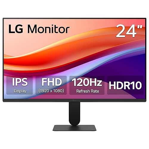 LG 24U411A-B 23.8 FHD (1920x1080) IPS Display Computer Monitor, 120Hz Refresh Rate, sRGB 99% (Typ.), USB-C, Reader Mode & Flicker Safe, Dynamic Action Sync, Black Stabilizer, Slim Stand Base, Black 24 120Hz FHD 1920 x 1080