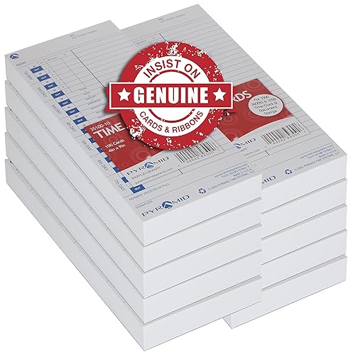 Pyramid Time Systems - 30% Recycled Time Cards (35100-10MB) for Pyramid Models 3500, 3500SS, 3600SS, and 3700 Time Clock and Document Stamp, Single Sided Time Sheets (4 X 9 in) - 1000 Time Cards 1000 pk
