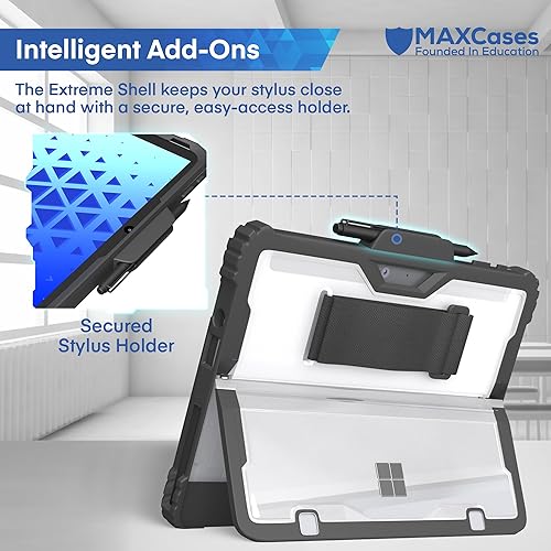 MAXCases Extreme Shell Microsoft Surface Pro 9/10/11 Case, 13 Black - Rugged, Custom-Fit Protective Cover for Microsoft Surface Pro Case with Stylus Holder - Shockproof & Durable Tablet Cover Extreme Shell for Microsoft Surface Pro 9/10/11