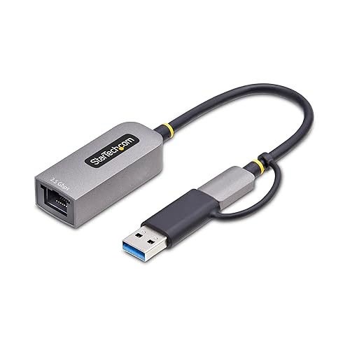 StarTech.com 2.5GbE USB-C to Ethernet Adapter with USB-A Converter, NBASE-T NIC, USB 3.0 Type-C 2.5/1G Multi Speed Network