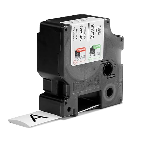 DYMO Rhino Industrial Heat-Shrink Labels, 1 Tube, Black Print on White