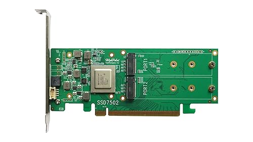 Highpoint SSD7502 PCIe 4.0 x16 2-Port M.2 NVMe RAID Controller 2-Port M.2 SSD7502 Individual Retail PCIe 4.0 x16