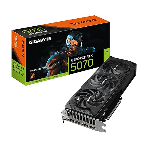 GIGABYTE GeForce RTX 5070 WINDFORCE SFF 12G Graphics Card, 12GB 256-bit GDDR7, PCIe 5.0, WINDFORCE Cooling System, GV-N5070WF3-12GD Video Card