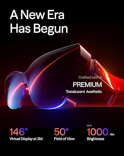 VITURE Luma XR Glasses — 146” 1200p Ultra Sharp Display, 1000 Nits, 50° FOV, Dimming Adjustments, USB-C Connection for iPhone, Android, Mac, PC, Steam Deck, First-Ever XR Experience for Switch 2
