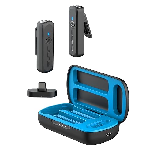 JLab Create Wireless Lavalier Mic System, Plug and Play with Most USB-C Devices, Omnidirectional Polar Pattern with 2 Recording Gains, Small Design with Lapel Clip, Quick Mute