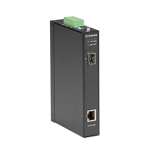 Black Box LGC280 Series Gigabit Industrial Media Converter SFP - 1 x Network (RJ-45) - Gigabit Ethernet - 10/100/1000Base-T, 1000Base-X - 1 x Expansion Slots - SFP (mini-GBIC) - 1 x SFP Slots - Rail-m