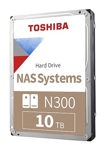 Toshiba N300 10TB NAS 3.5-Inch Internal Hard Drive - CMR SATA 6 Gb/s 7200 RPM 512 MB Cache - HDWG71AXZSTA