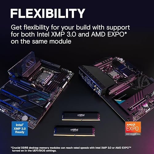 Crucial Pro RAM 32GB Kit (2x16GB) 6000MHz, DDR5 Overclocking Desktop Memory, CP2K16G60C36U5B