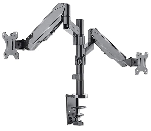 Manhattan Universal Gas Spring Dual Monitor Mount Two Gas-Spring Jointed Arms, Supports Two 17 to 32 TVs Or Monitors up to 8 Kg (17.64 Lbs.)