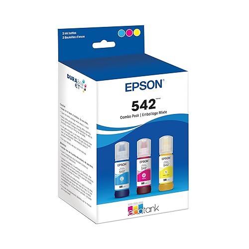 EPSON 542 EcoTank Ink Ultra-high Capacity Bottle Colour Combo Pack (T542520-S) Works with EcoTank Pro ET-5150, ET-5170, ET-5180, ET-5800, ET-5850, ET-5880, ET-16600, ET-16650