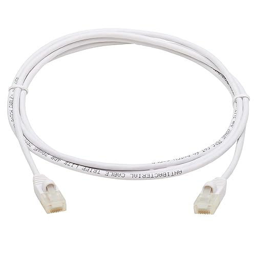Tripp Lite, Safe-IT, Cat6a Ethernet Cable, Bacteria Resistant, 10G Certified Snagless, Slim UTP Jacket (RJ45 M/M), White, 5 Feet / 1.5 Meters, Lifetime Manufacturer's Warranty (N261AB-S05-WH)
