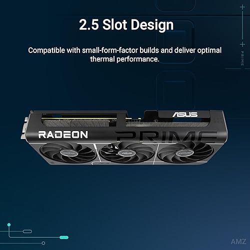 ASUS Prime Radeon™ RX 9060 XT 16GB GDDR6 OC Edition Graphics Card (PCIe 5.0, HDMI/DP 2.1, 2.5-Slot Design, axial-tech Fans, Dual Ball Fan Bearings, Dual BIOS, ASUS GPU Guard) PRIME RX9060XT|16GB