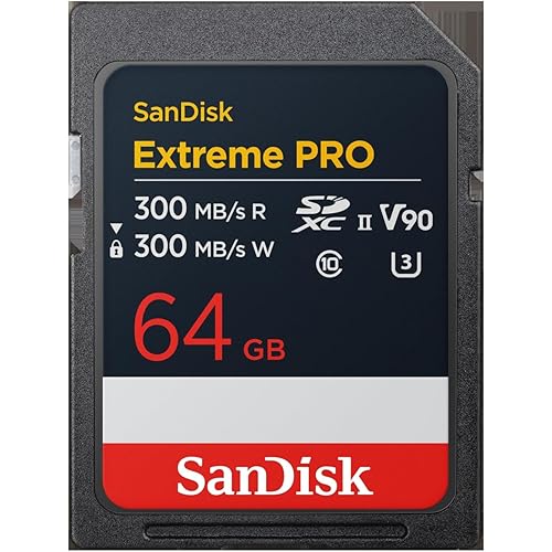 SanDisk 64GB Extreme PRO SDXC UHS-II Memory Card - Up to 300MB/s Read and Write speeds, V90, 8K, 4K UHD, SD Card - SDSDXDM-064G-GN4IN