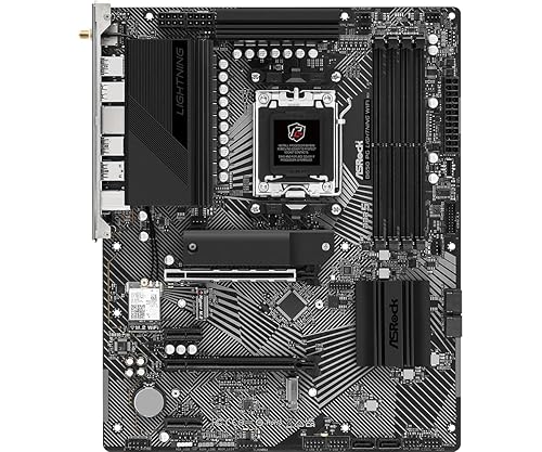 ASRock B650M PG Lightning WiFi 6E AMD Ryzen Socket AM5 B650 DDR5 7200 MHz 256 GB SATA3 6.0 Gb/s Micro ATX Motherboard M.2 RGB LED Micro ATX PG Lighting WiFi